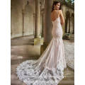 Elegant Alibaba Crystal Lace V Neck Backless Mermaid Wedding Dresses Bridal Gown LWM278